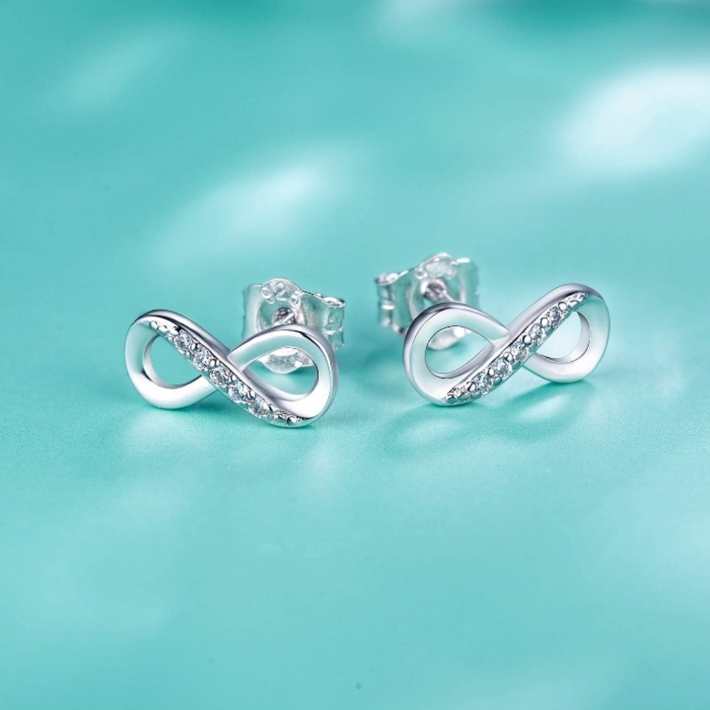 Women earrings 925 Silver Infinity earrings